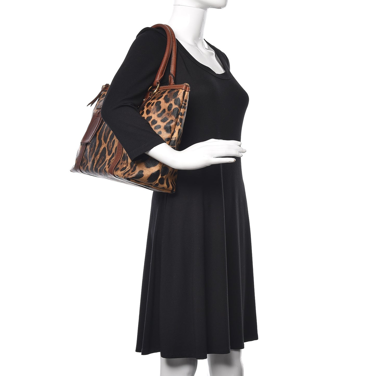 Coated Canvas Leopard Print Tote