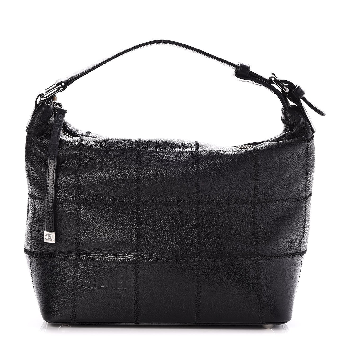Caviar Square Stitched Hobo Black