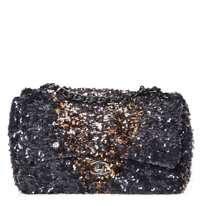 Chanel Sequin Medium Single Flap Bronze Black 1 of 9