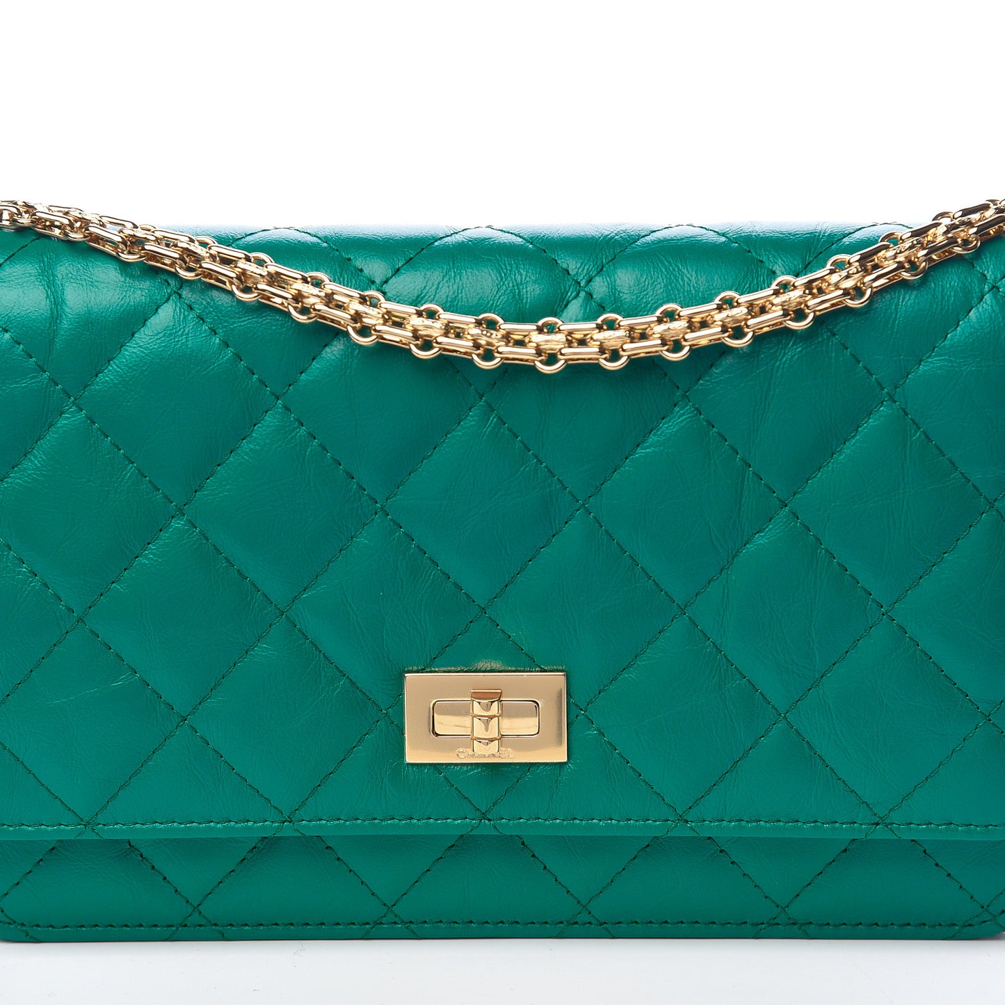 Aged Calfskin Quilted Reissue Wallet On Chain WOC Green