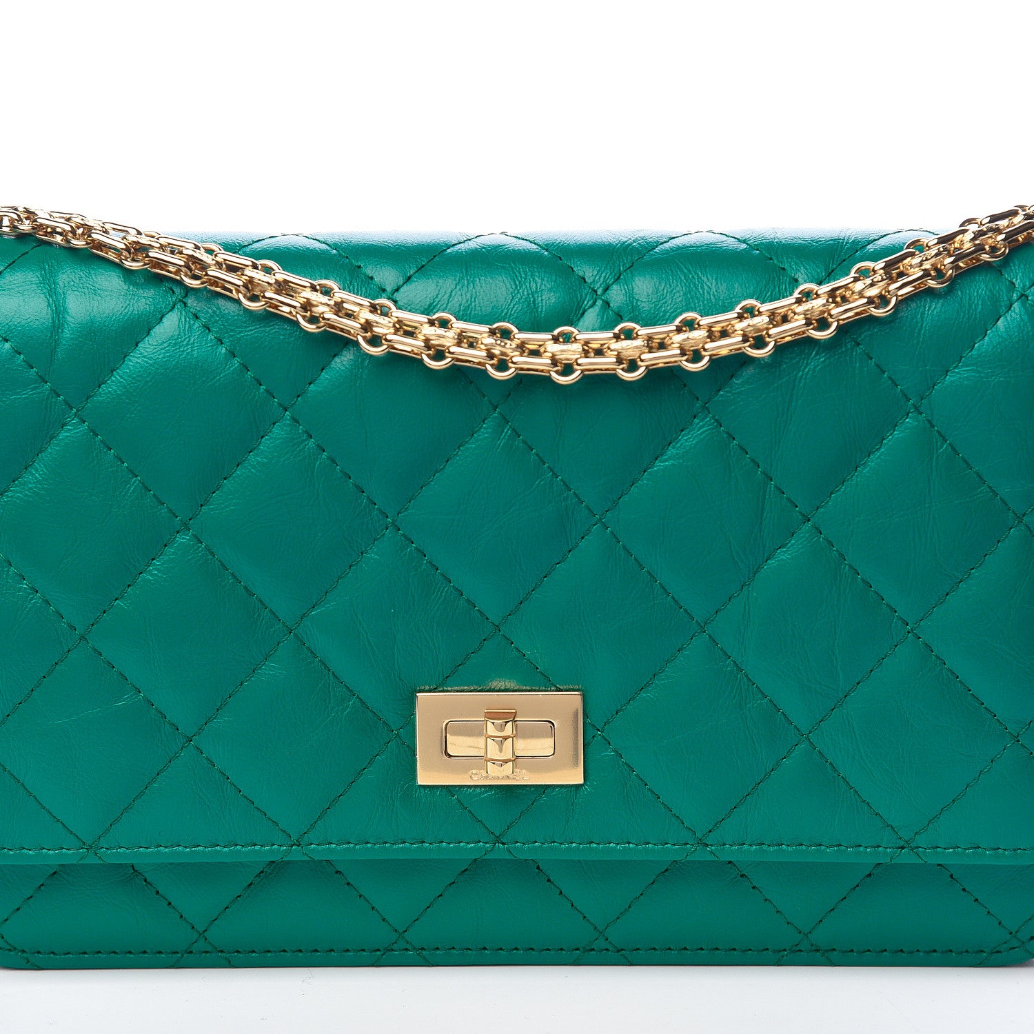Chanel Aged Calfskin Quilted Reissue Wallet On Chain WOC Green 11 of 11