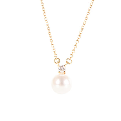 Tiffany 18K Yellow Gold Pearl Diamond Pendant Necklace 3 of 6