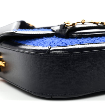 Gucci Casy Wool Azalea Calfskin Mini Horsebit 1955 Shoulder Bag Blue China 9 of 10