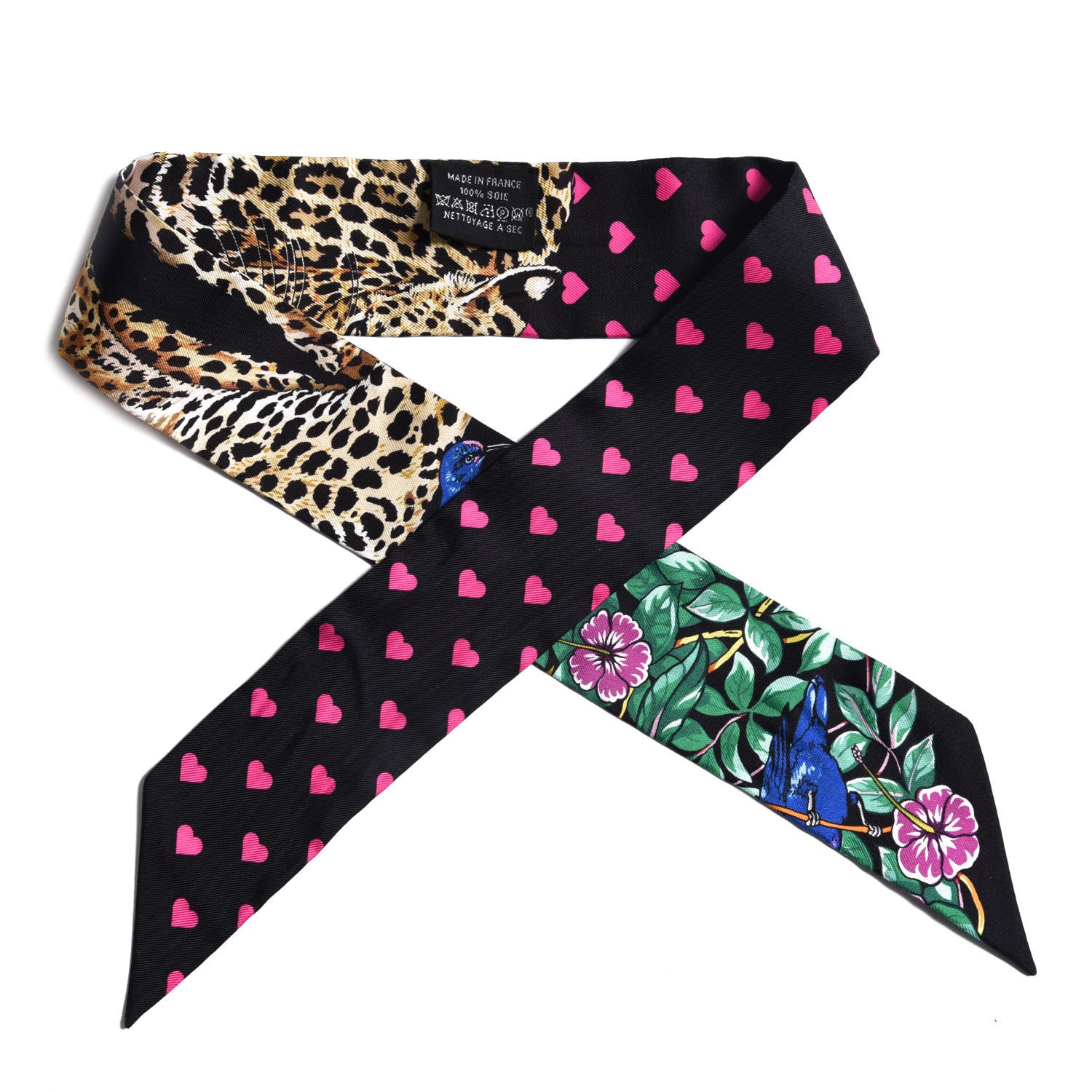 Hermes Silk Jungle Love Love Twilly Black Vert Rose Vif 1 of 5