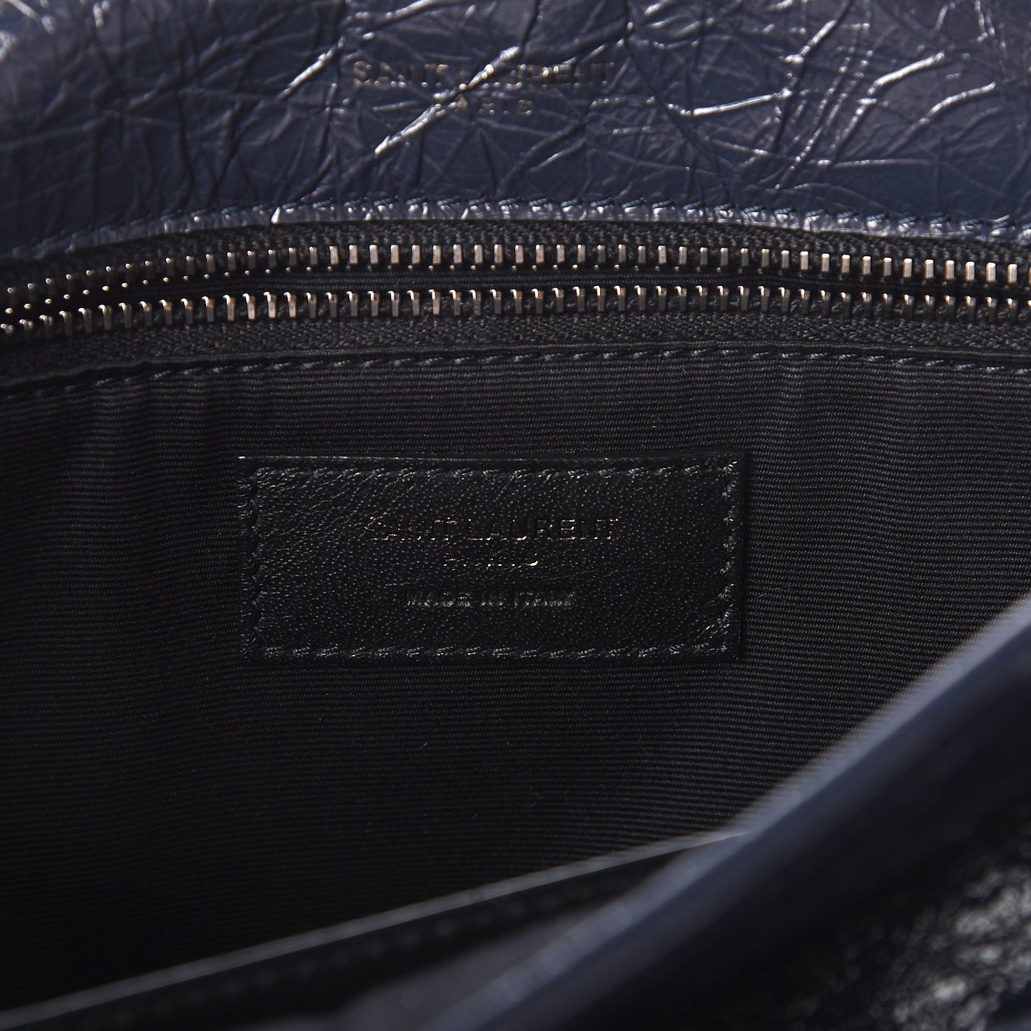 Crinkled Calfskin Matelasse Medium Niki Chain Satchel Deep Marine