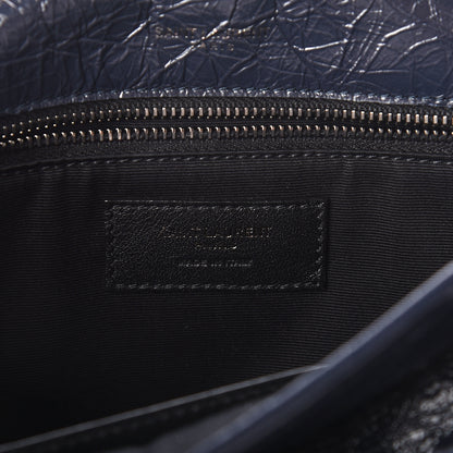 Saint Laurent Crinkled Calfskin Matelasse Medium Niki Chain Satchel Deep Marine 6 of 9