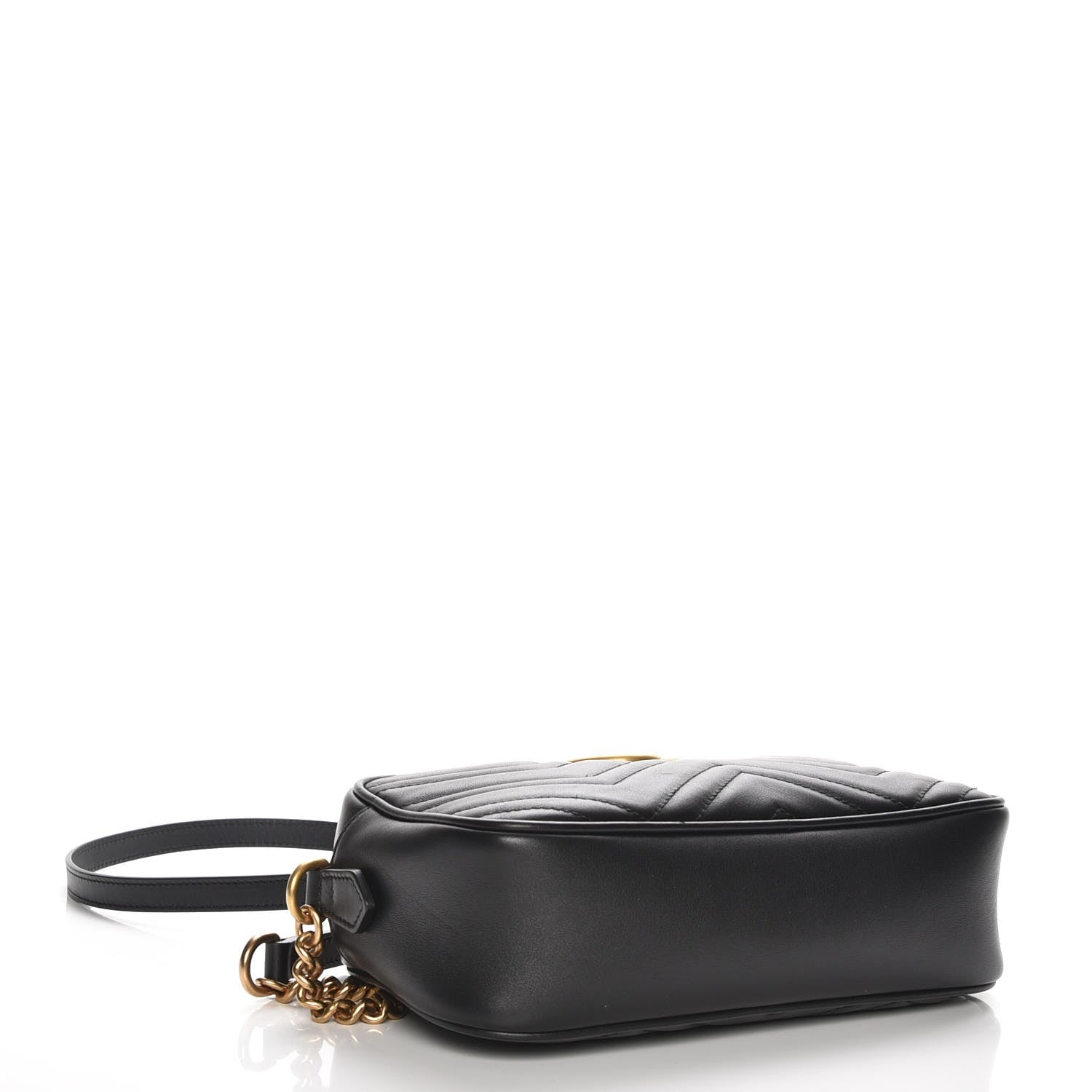 Gucci Calfskin Matelasse Small GG Marmont Chain Shoulder Bag Black 4 of 7