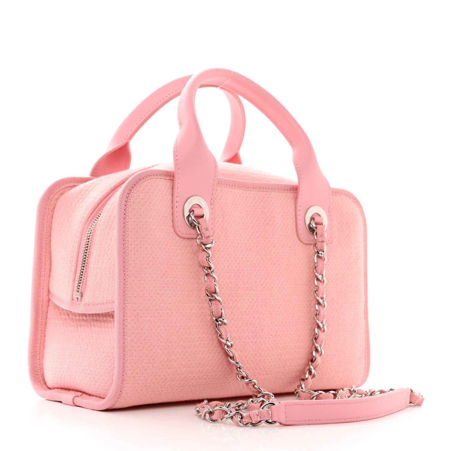 Chanel Canvas Deauville Small Bowling Bag Pink 2 of 10