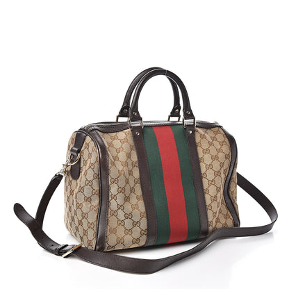 Gucci Monogram Vintage Web Medium Boston Dark Brown 2 of 13