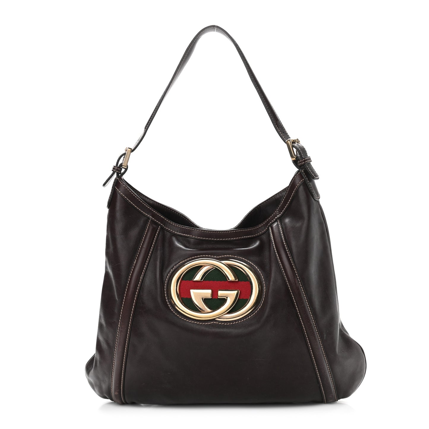 Calfskin Medium Britt Hobo Dark Brown