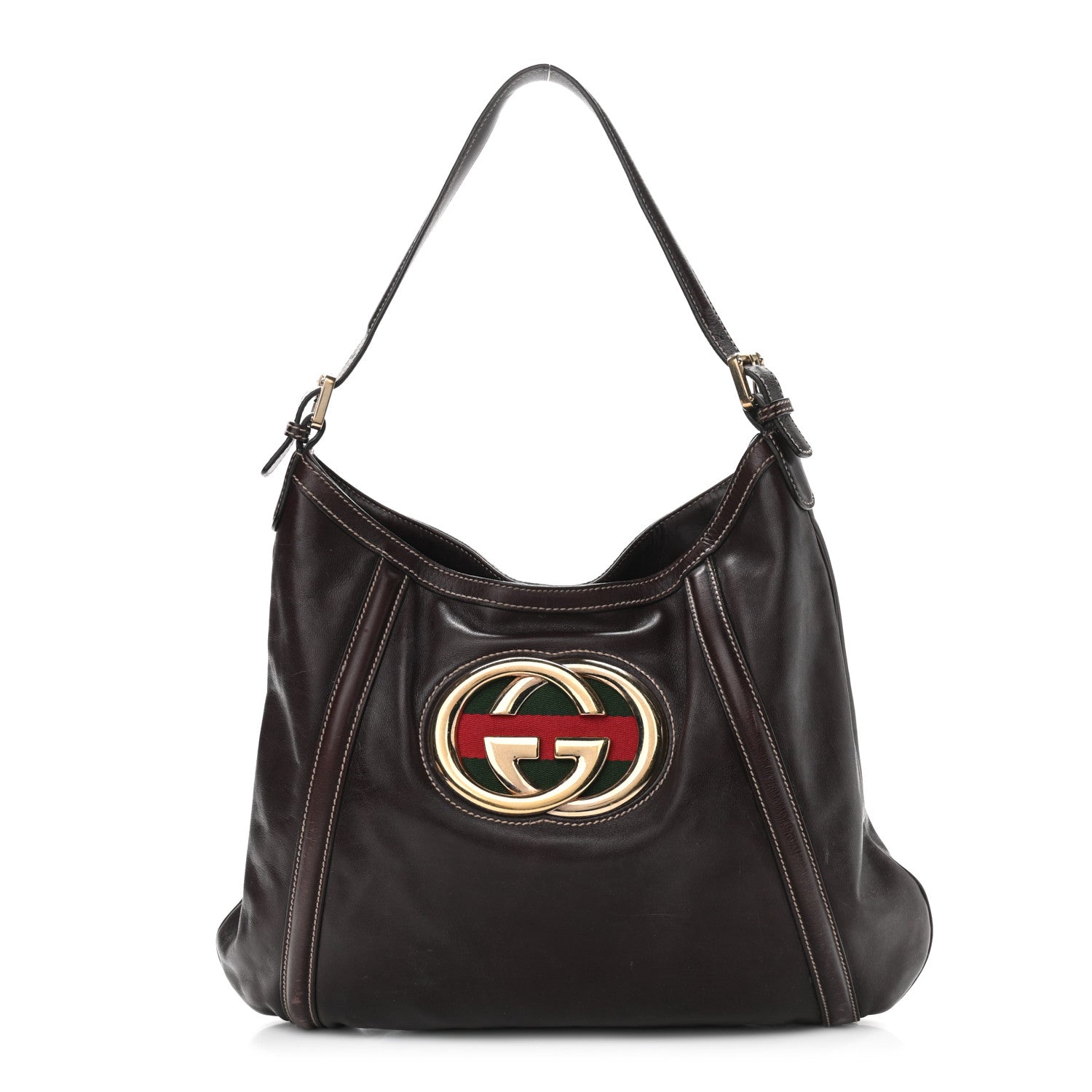 Gucci Calfskin Medium Britt Hobo Dark Brown 1 of 17