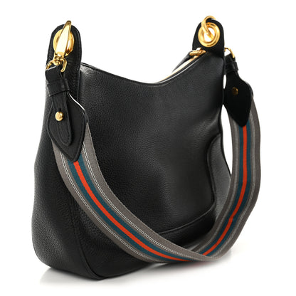 Prada Vitello Daino Zippered Messenger Hobo Black 3 of 10