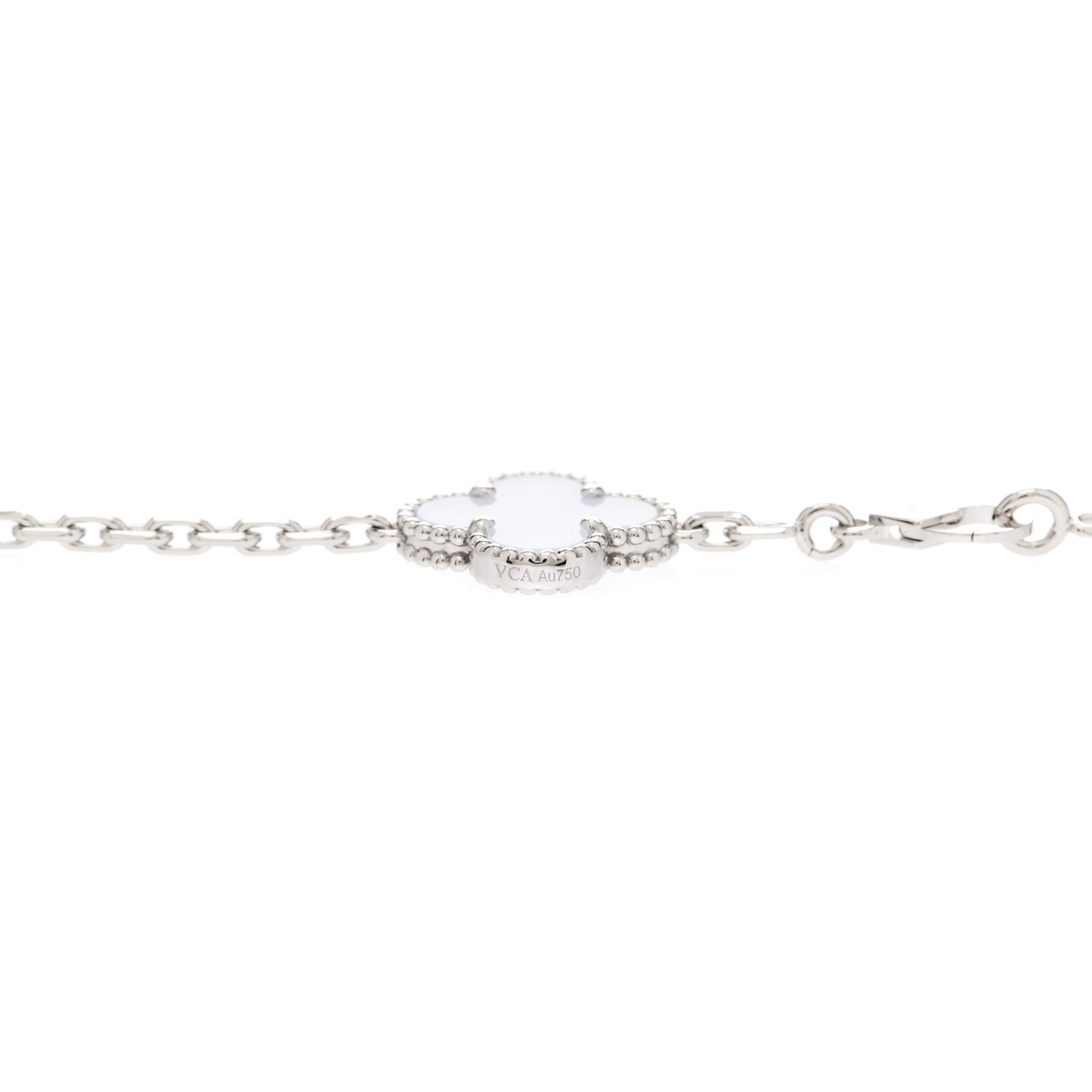 18K White Gold Chalcedony 10 Motifs Vintage Alhambra Necklace