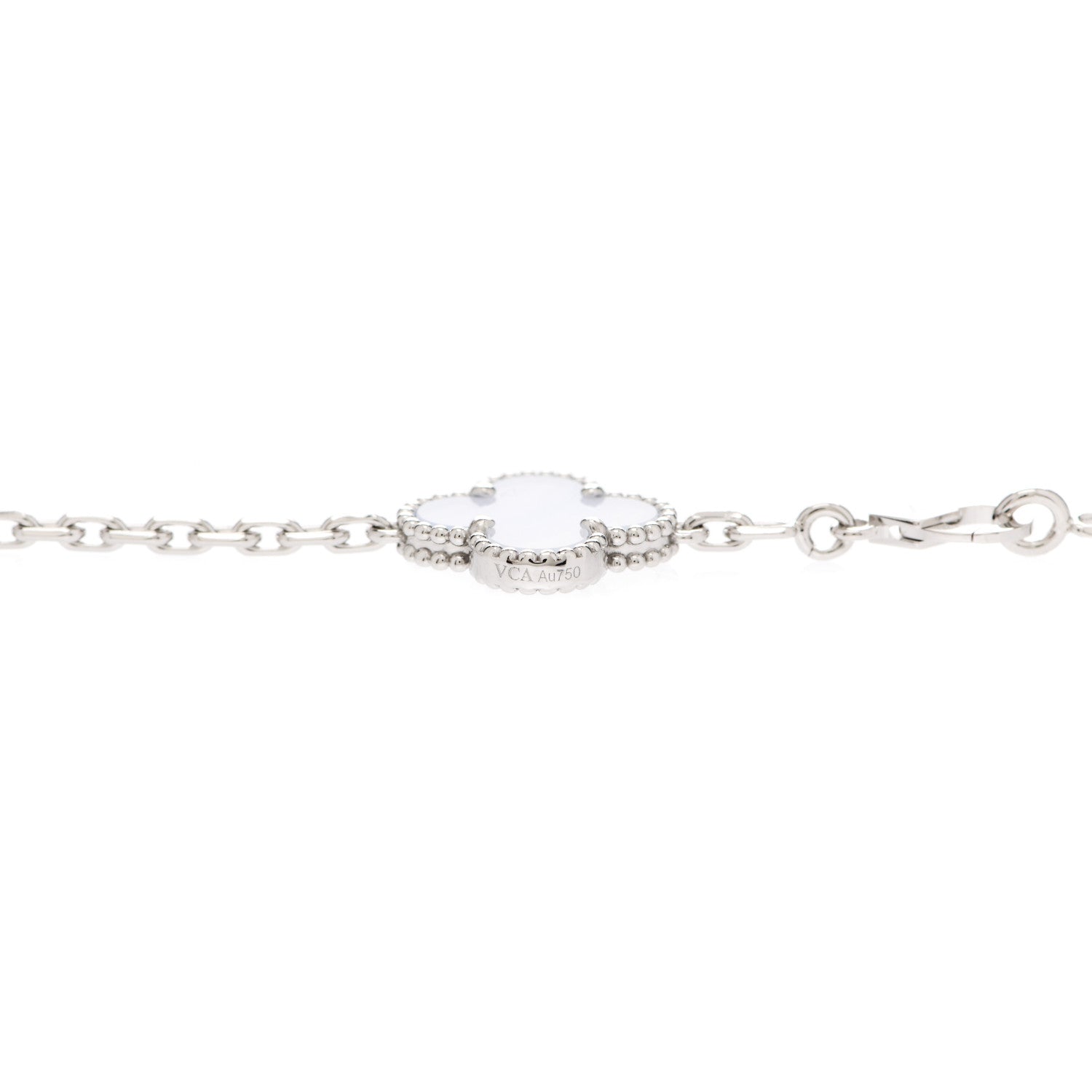 Van Cleef & Arpels 18K White Gold Chalcedony 10 Motifs Vintage Alhambra Necklace 5 of 7