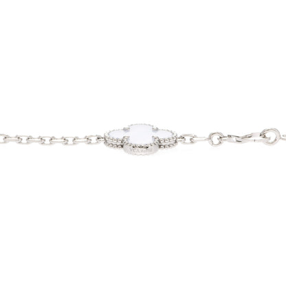 Van Cleef & Arpels 18K White Gold Chalcedony 10 Motifs Vintage Alhambra Necklace 5 of 7
