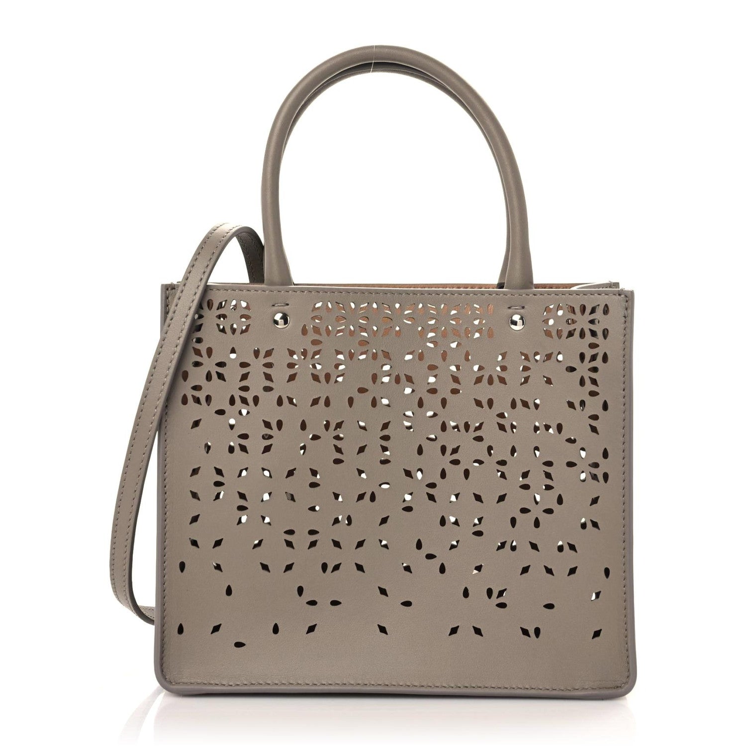 Alaia Calfskin Laser Cut Degrade Bijou Fiori Tote Tourterelle 1 of 9
