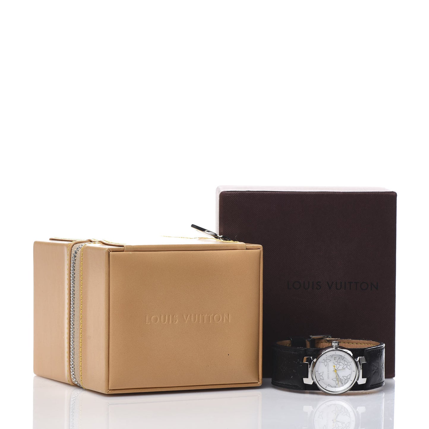 Stainless Steel Calfskin Mother of Pearl 28mm Tambour Quartz Watch