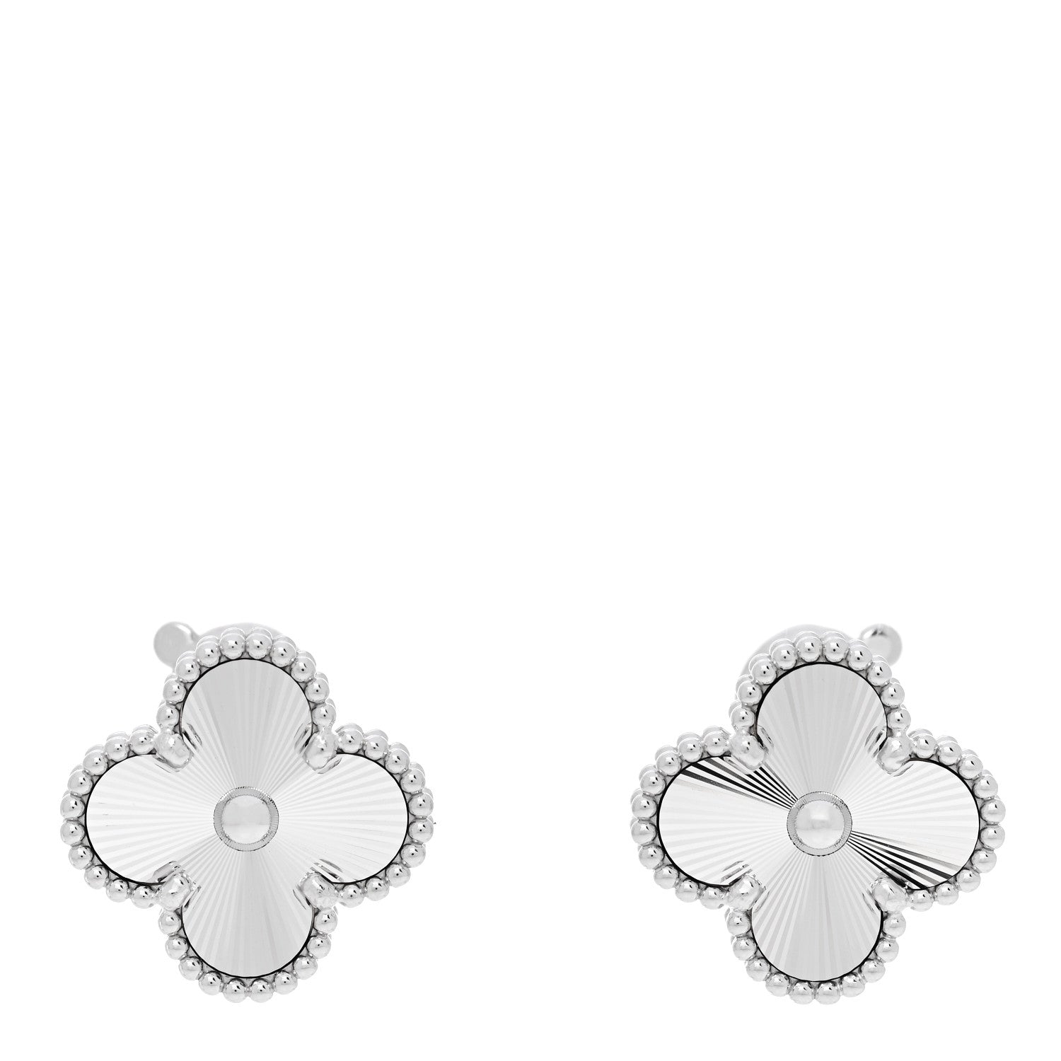 Van Cleef & Arpels 18K White Gold Guilloche Vintage Alhambra Earrings 1 of 5