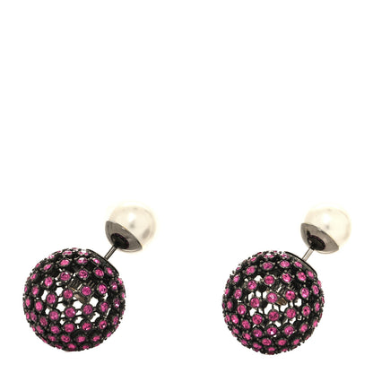 Christian Dior Crystal Pearl Mise En Dior Tribales Earrings Black Pink 1 of 4