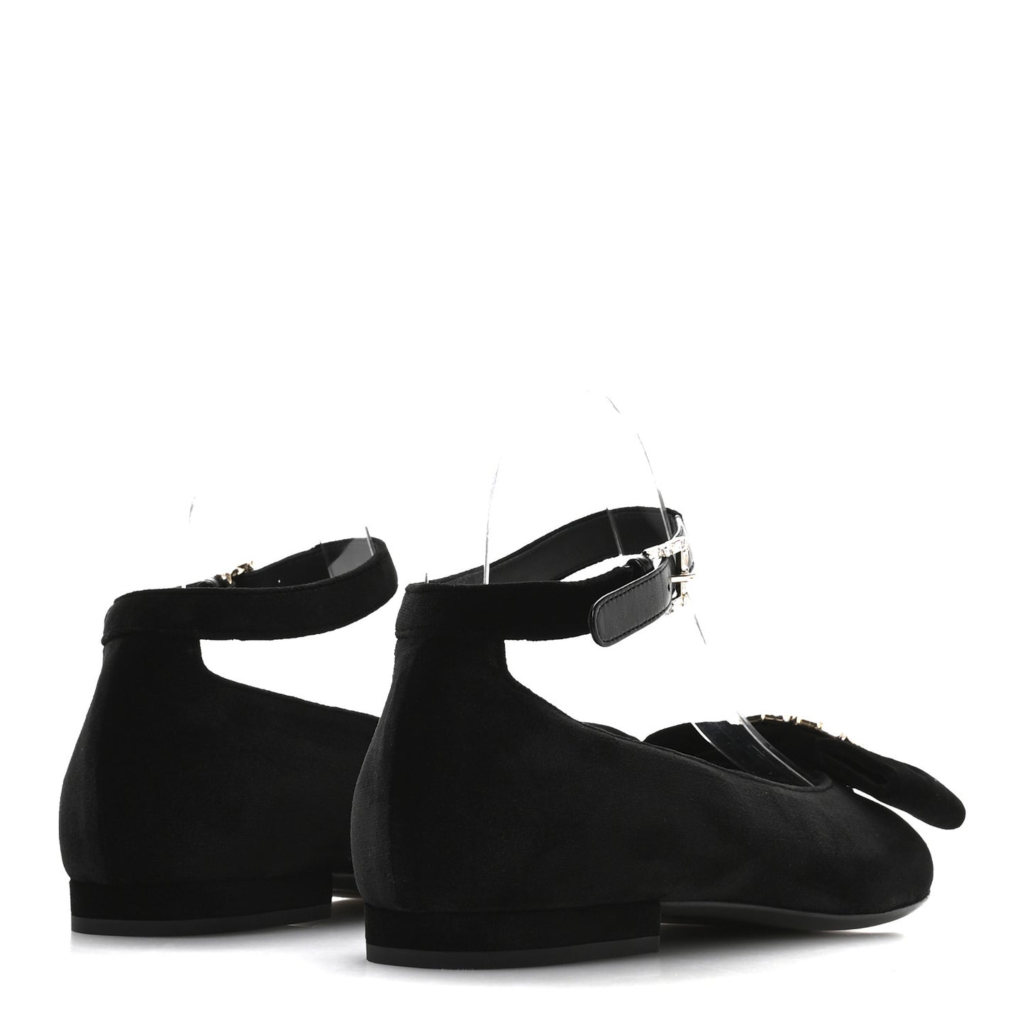 Velvet Strass CC Bow Mary Jane Flats 35.5 Black
