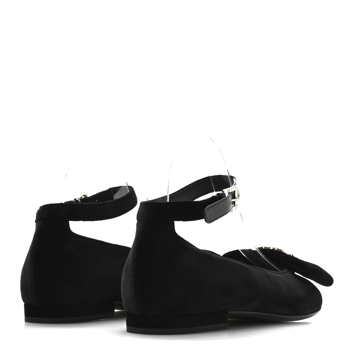Chanel Velvet Strass CC Bow Mary Jane Flats 35.5 Black 5 of 9