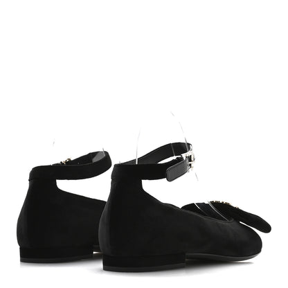 Chanel Velvet Strass CC Bow Mary Jane Flats 35.5 Black 5 of 9