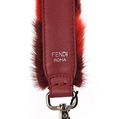 Fendi Vitello Dolce Mink Fur Pequin Mini Strap You Scarlet Cosmo Fragola 3 of 7