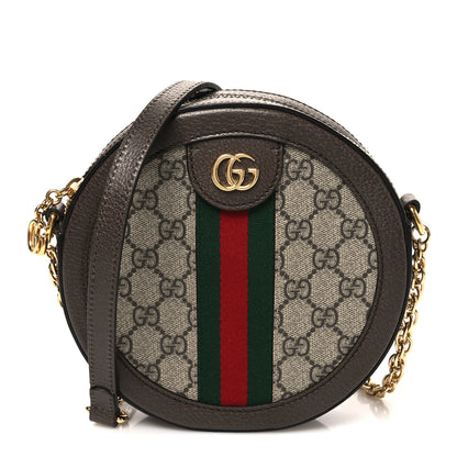 Gucci GG Supreme Monogram Web Mini Ophidia Round Shoulder Bag Brown 1 of 10