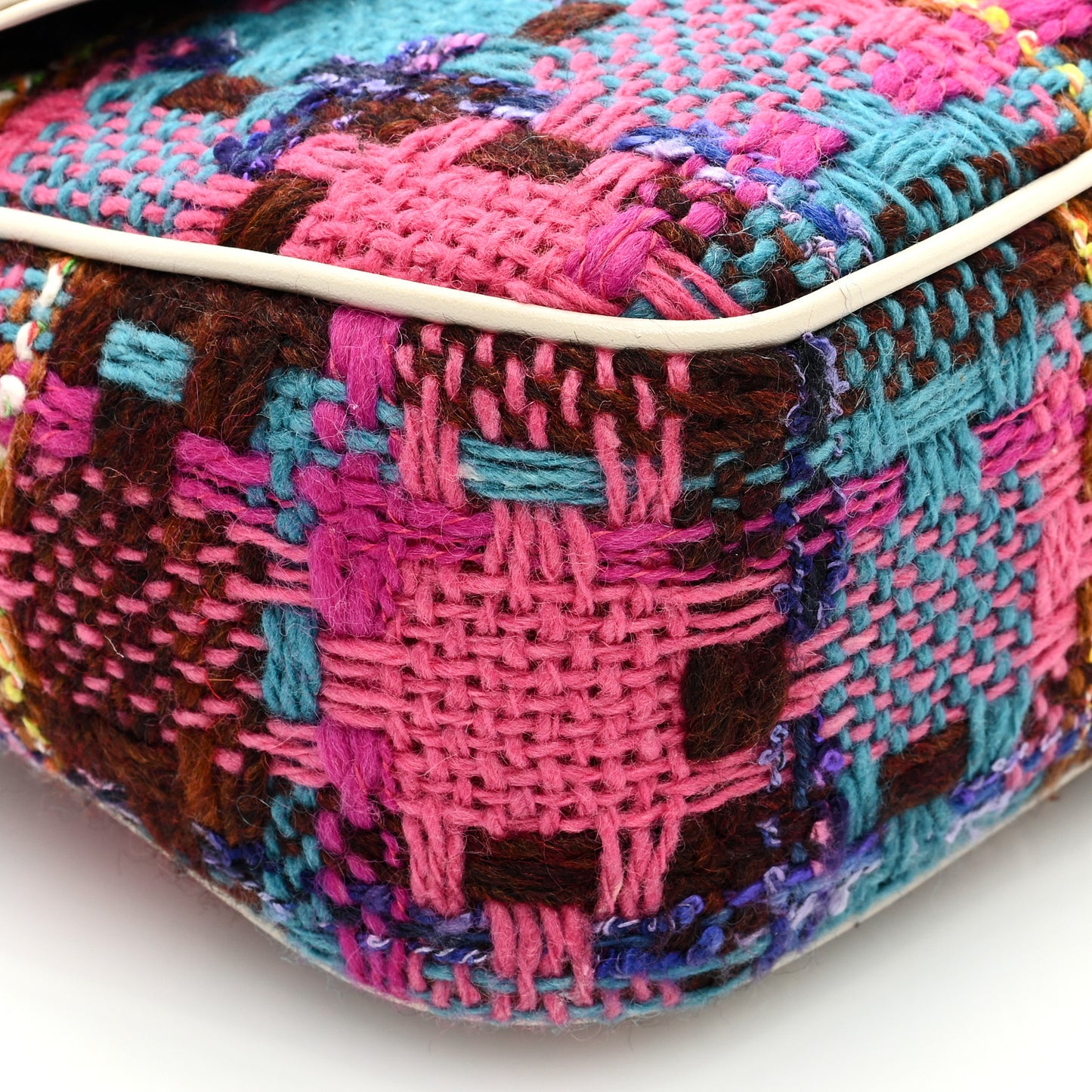 Tweed Calfskin Spicy Check Small GG Marmont Shoulder Bag Pink Multicolor Mystic White