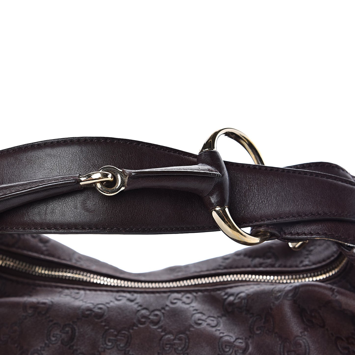Guccissima Medium Horsebit Chain Hobo Dark Brown