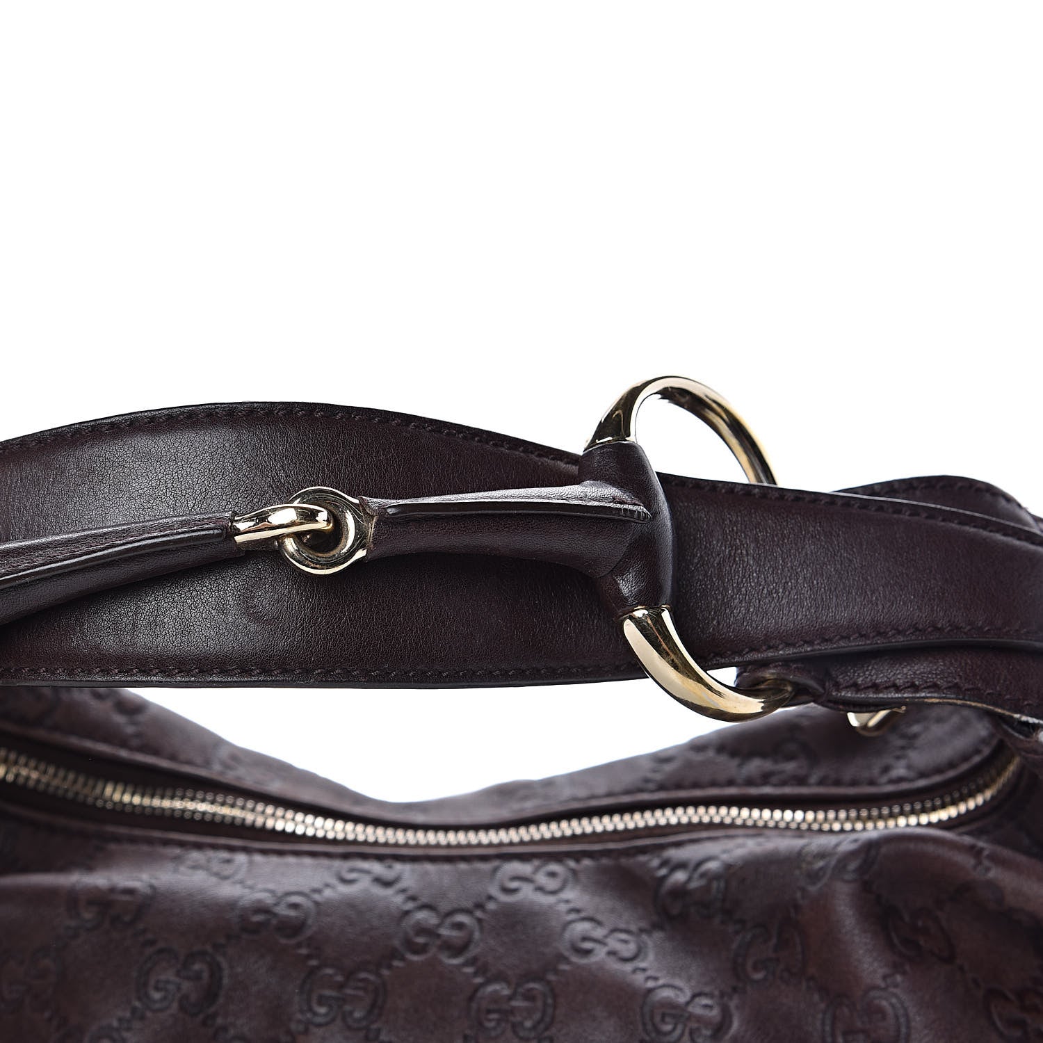 Gucci Guccissima Medium Horsebit Chain Hobo Dark Brown 14 of 15