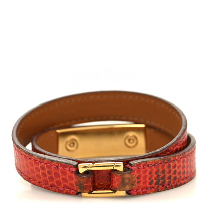 Hermes Lizard Rivale Double Tour Bracelet M Sanguine 3 of 7