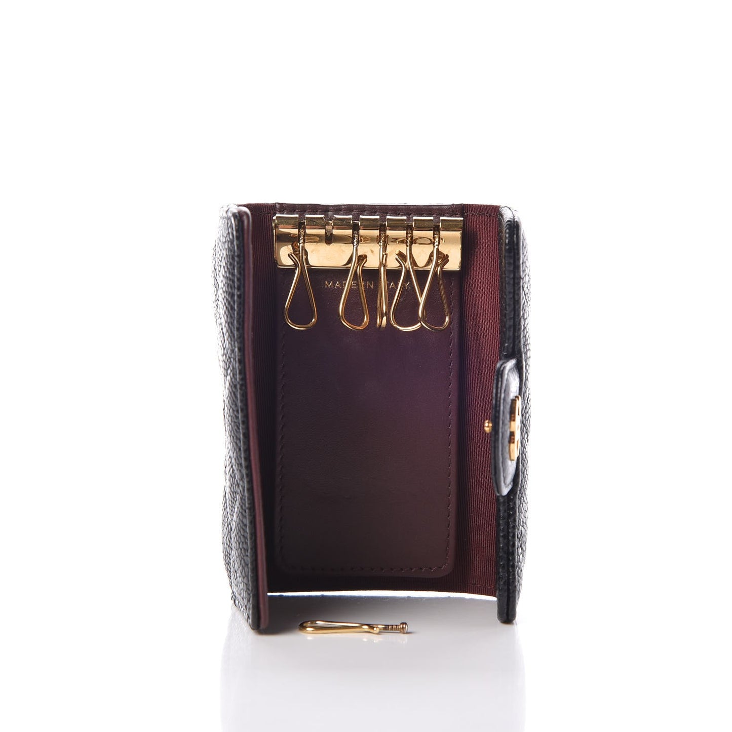Caviar Quilted 6 Key Holder Black