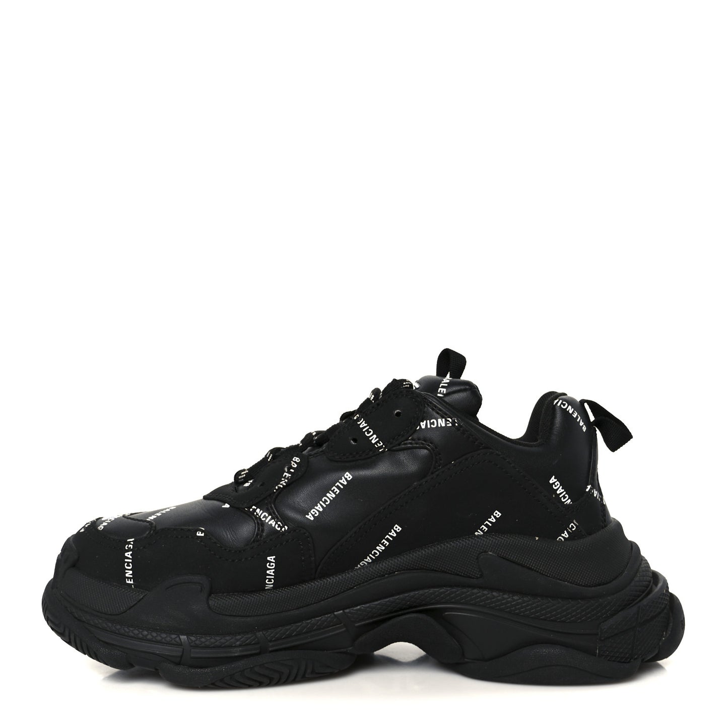 Technical Fabric Allover Logo Womens Triple S Sneakers 37 Black White