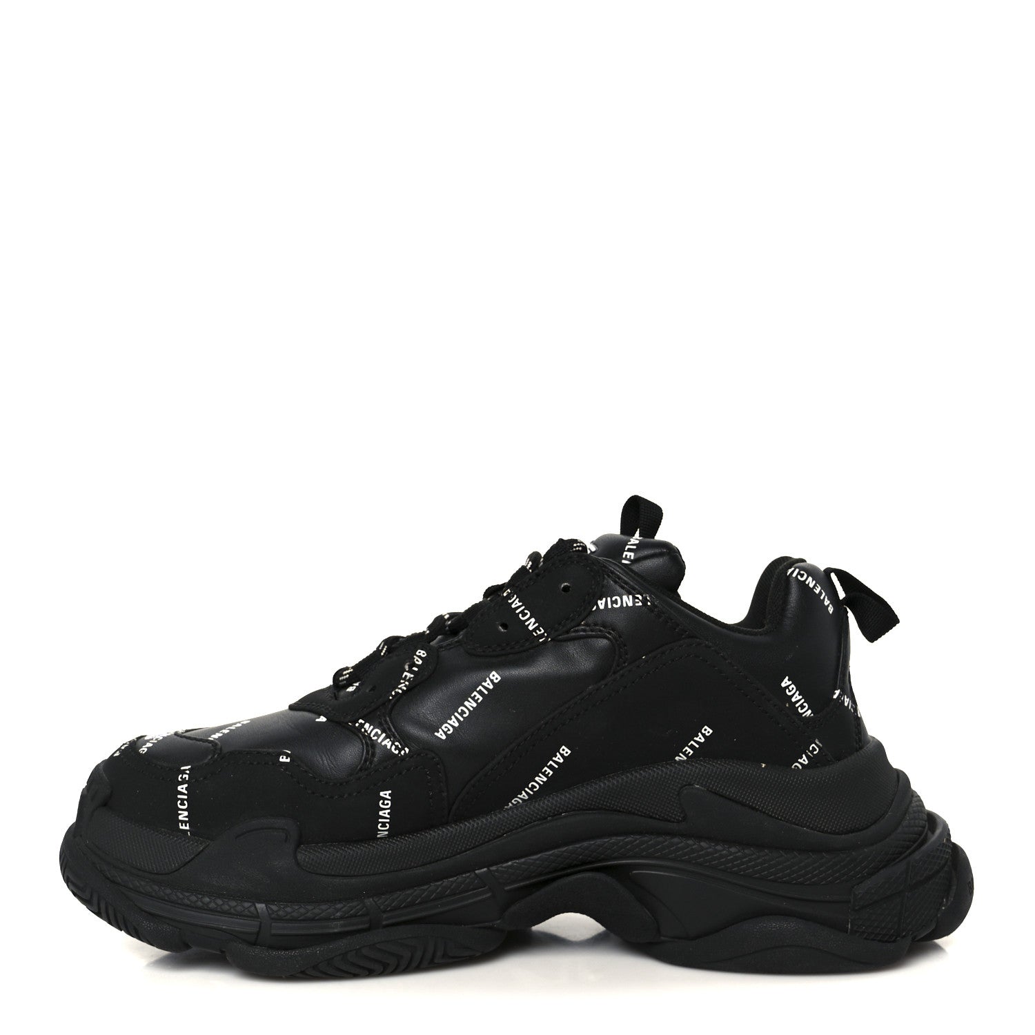 Balenciaga Technical Fabric Allover Logo Womens Triple S Sneakers 37 Black White 1 of 9