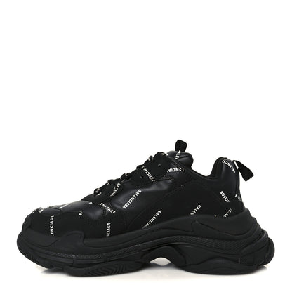 Balenciaga Technical Fabric Allover Logo Womens Triple S Sneakers 37 Black White 1 of 9