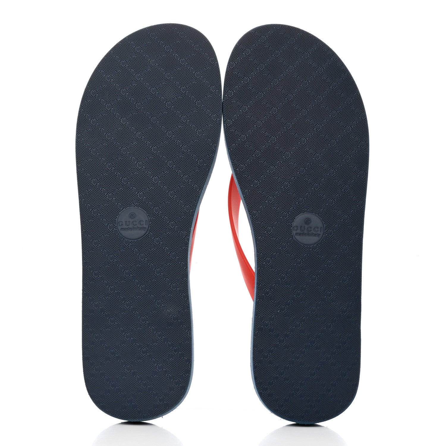 Gucci Rubber Chevron Mens GG Thong Flat Sandals 10 Orange Red 5 of 9