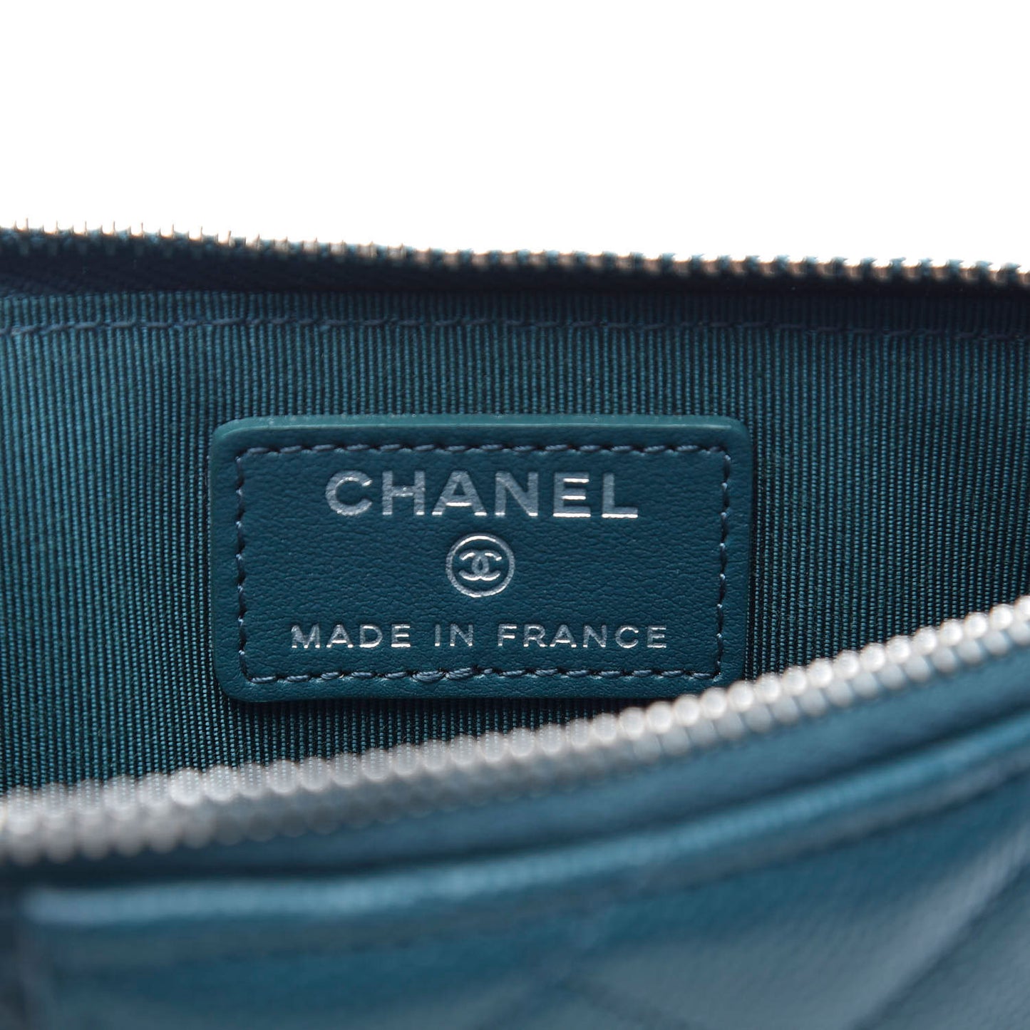 Caviar Quilted Classic Flat Wallet Pouch Dark Turquoise