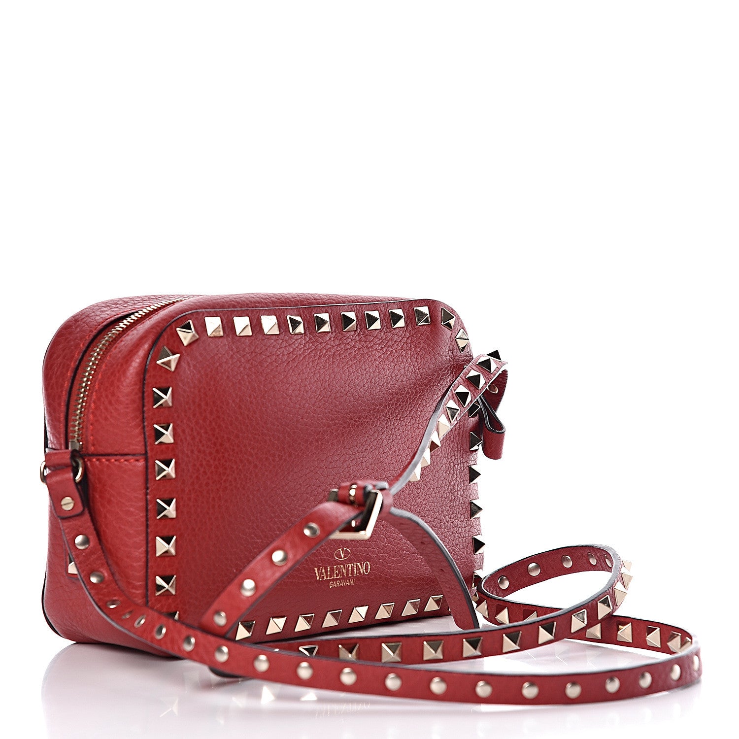 Valentino Garavani Grained Calfskin Rockstud Camera Crossbody Bag Rosso Valentino 3 of 10
