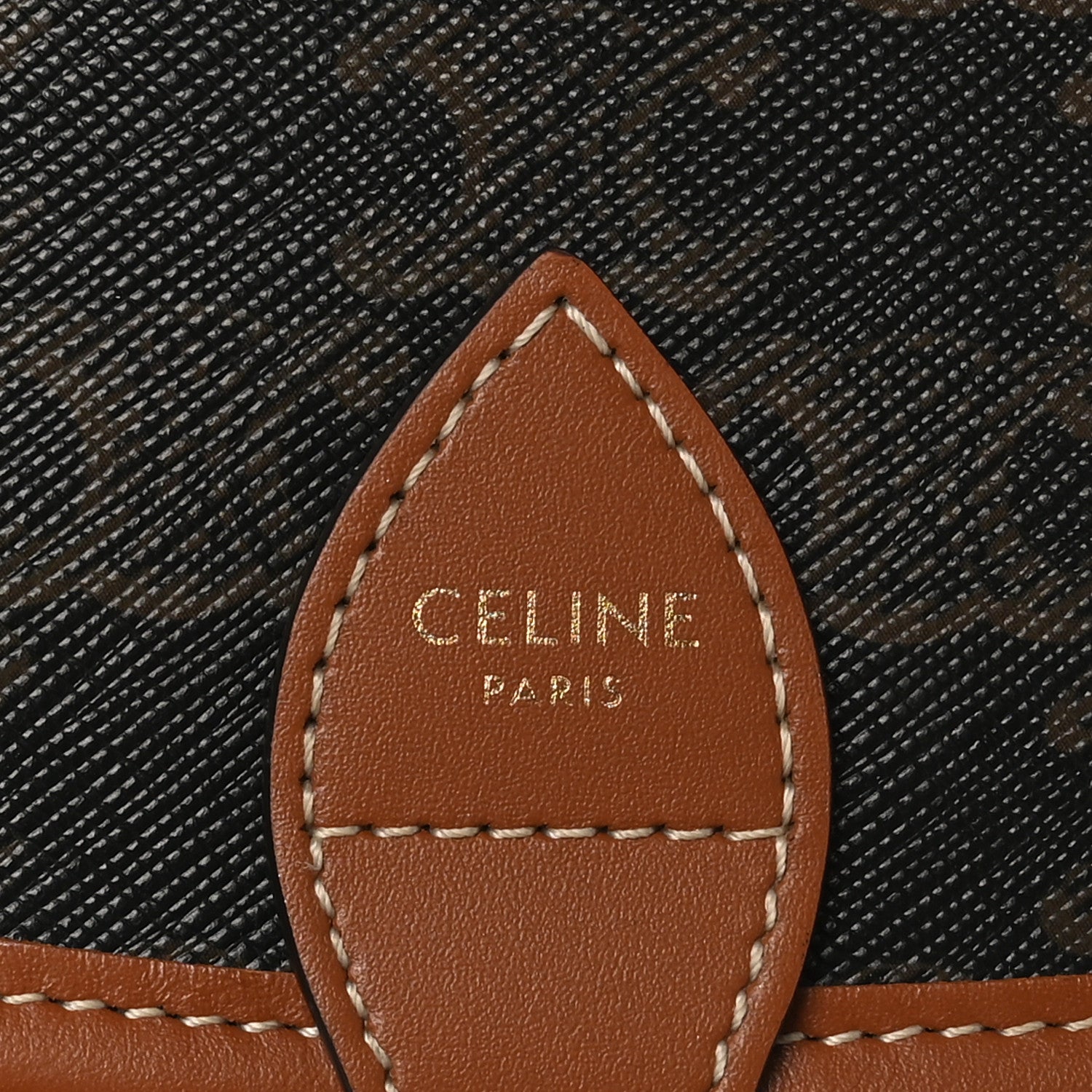 Celine Triomphe Canvas Medium Folco Bag Tan 6 of 9