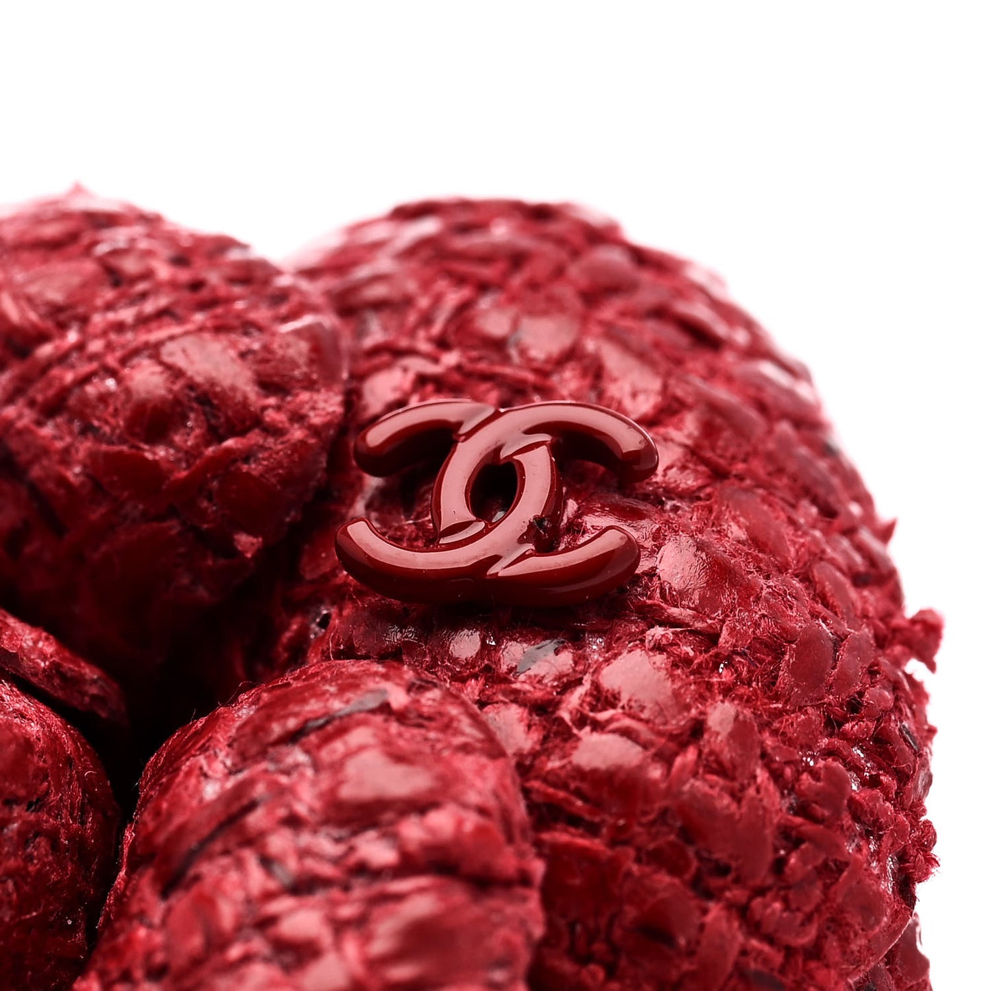 Tweed Camellia Brooch Red