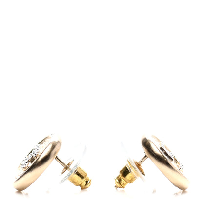 Chanel Crystal CC Round Earrings Light Gold 3 of 4