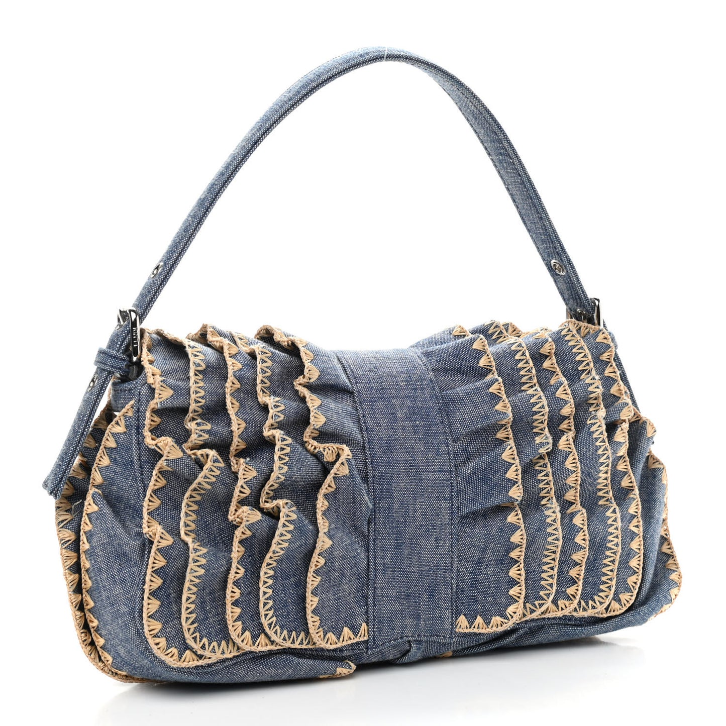 Denim F is Fendi Multi Waves Baguette Blue