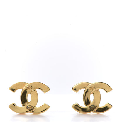 Chanel Metal CC Paris Button Stud Earrings Gold 3 of 5