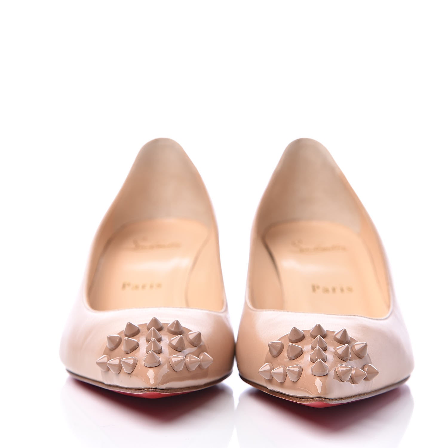 Christian Louboutin Kid Patent Geo 45 Pumps 37 Nude 2 of 8