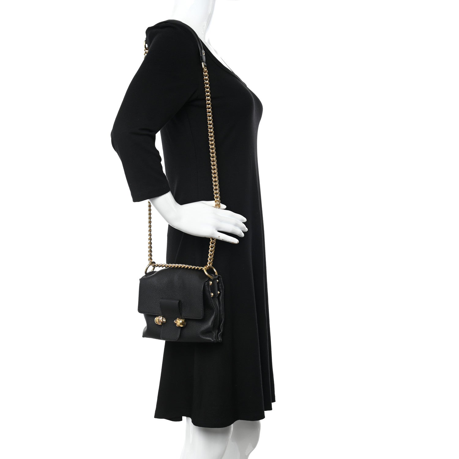 Alexander McQueen Grained Calfskin Small Skull Crossbody Black 2 of 11