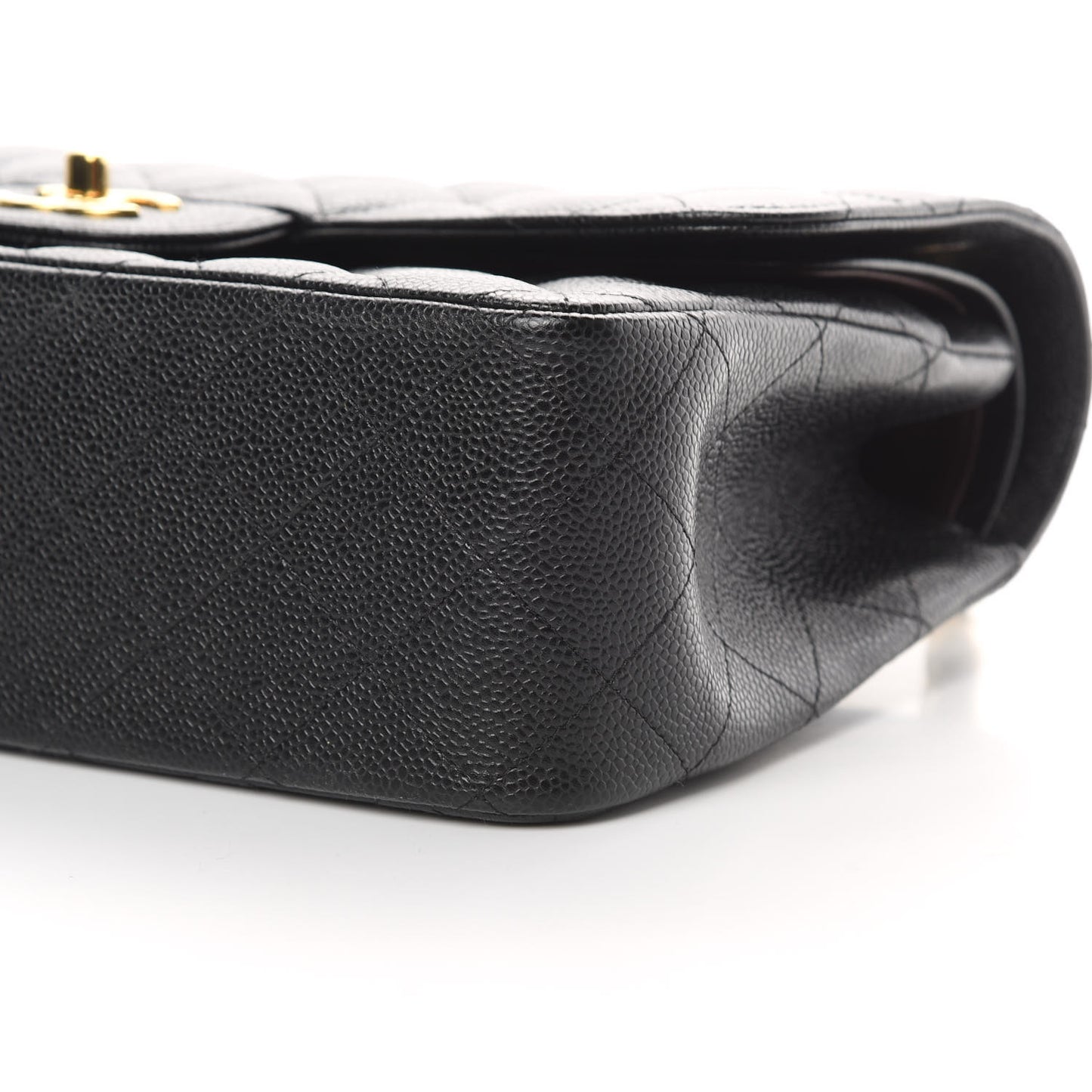 Caviar Quilted Jumbo Double Flap Black
