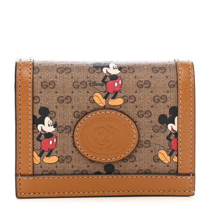 Gucci X DISNEY Mini Vintage GG Supreme Monogram Mickey Mouse Card Holder Wallet Beige Vintage Sun Oil 1 of 7