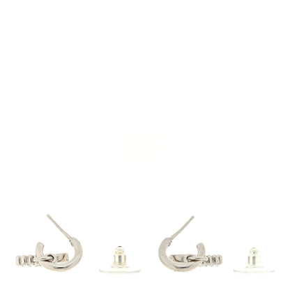 Chanel Metal Crystal CC Hoop Drop Earrings Silver 3 of 4