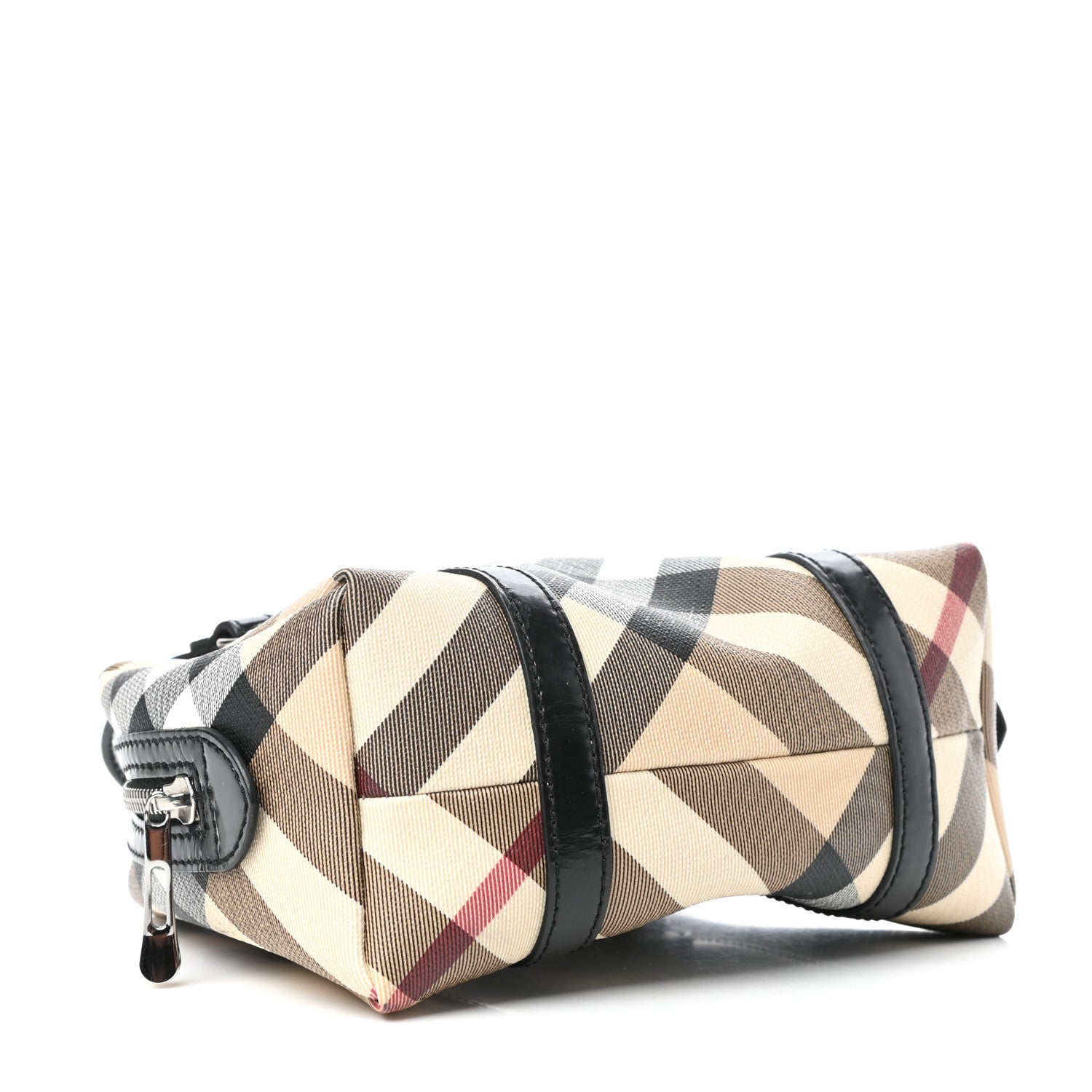 Burberry Patent Trim Nova Check Tote Black 4 of 11